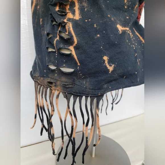 Kansas Rock Band Fringe Shred Concert Tee Upcycled - Picture 12 of 14